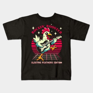 Rockin' Rooster, Eletric Feathers Edition Kids T-Shirt